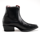 MEN'S SHORT WESTERN ANKLE COWBOY BOOTS BLACK CHAMALEON J TOE-2