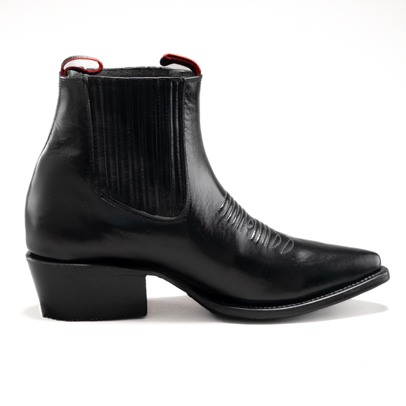 MEN'S SHORT WESTERN ANKLE COWBOY BOOTS BLACK CHAMALEON J TOE - 0