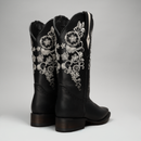 WOMEN’S 1501 SAND COWBOY BOOTS – EMBROIDERED SQUARE TOE WESTERN BOOT WITH FLOWERS COWBOY BOOTS BUNDLE BELT-2