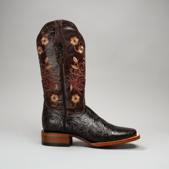 WOMEN'S 1609 CINCELADO COWBOY BOOTS SQUARE TOE WESTERN BOOTS