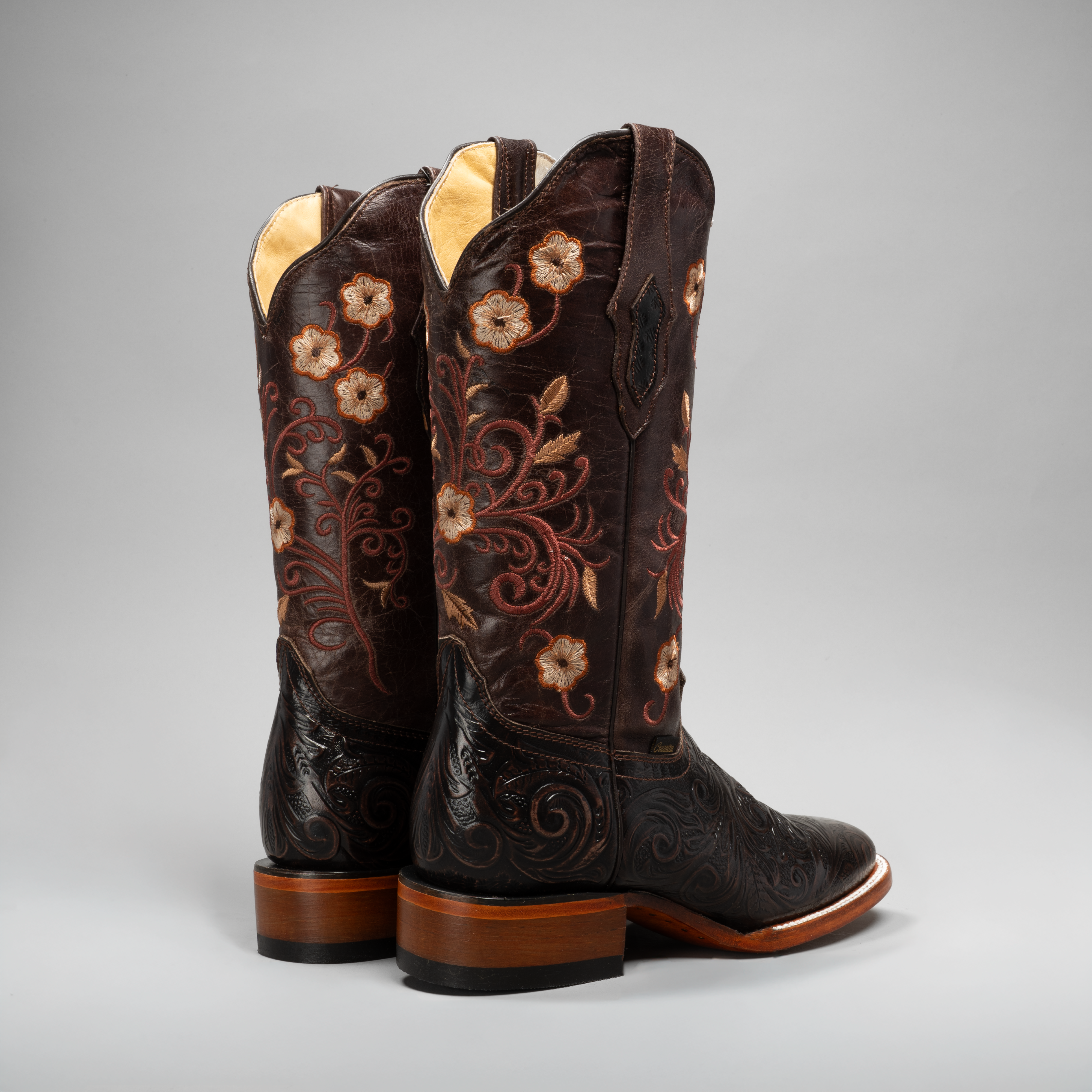 WOMEN'S 1609 CINCELADO COWBOY BOOTS SQUARE TOE WESTERN BOOTS