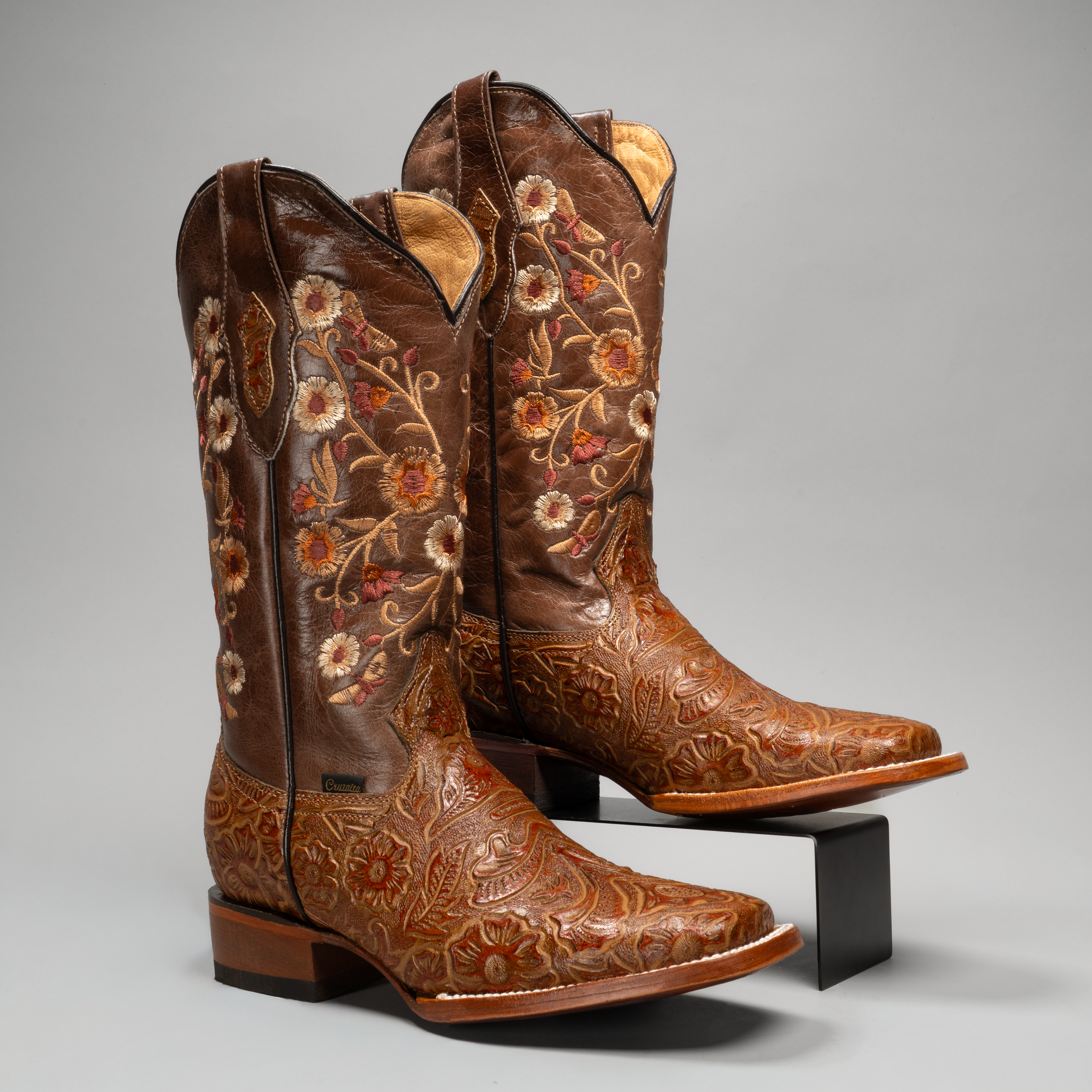 WOMEN'S 1609 CINCELADO COWBOY BOOTS SQUARE TOE WESTERN BOOTS - 0