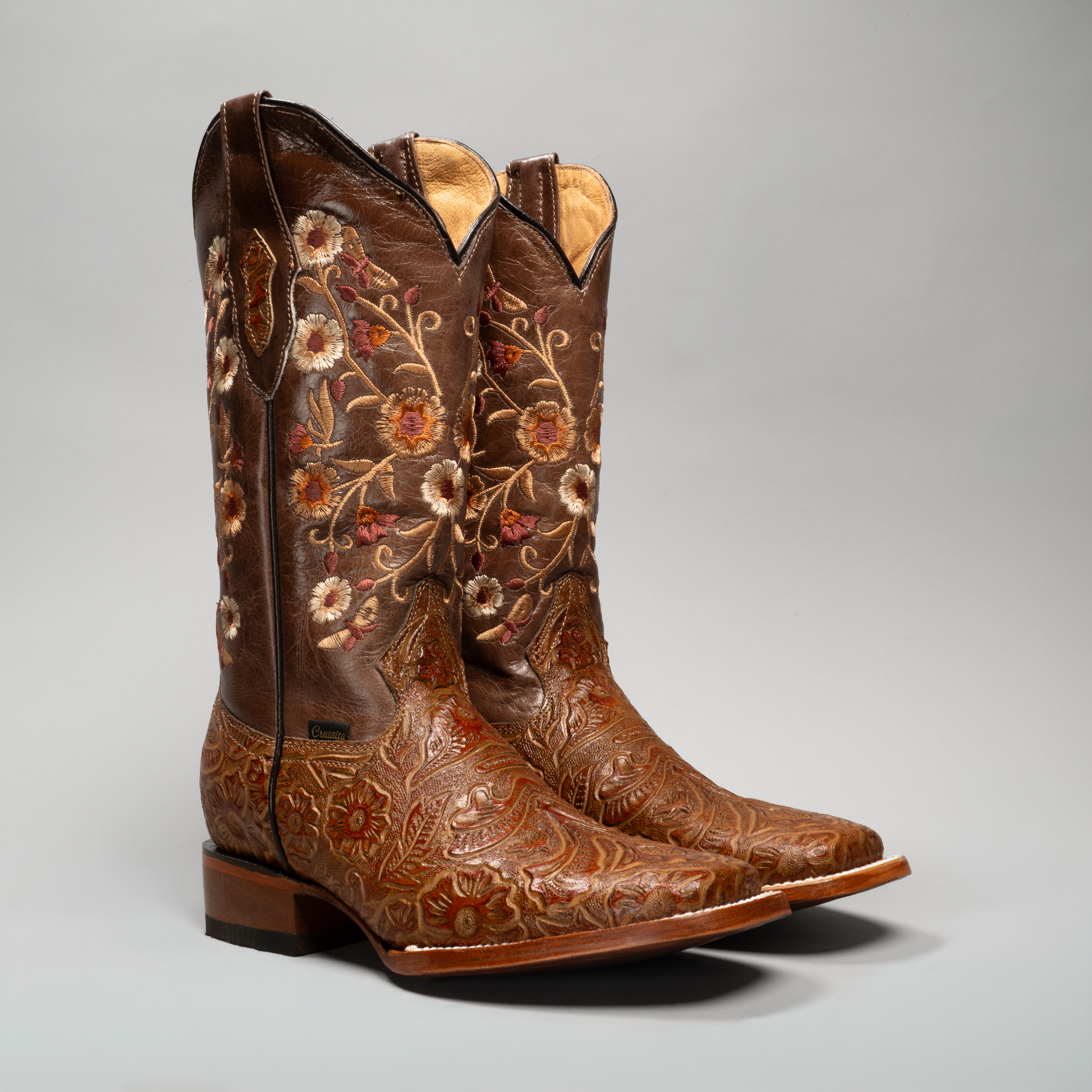 WOMEN'S 1609 CINCELADO COWBOY BOOTS SQUARE TOE WESTERN BOOTS