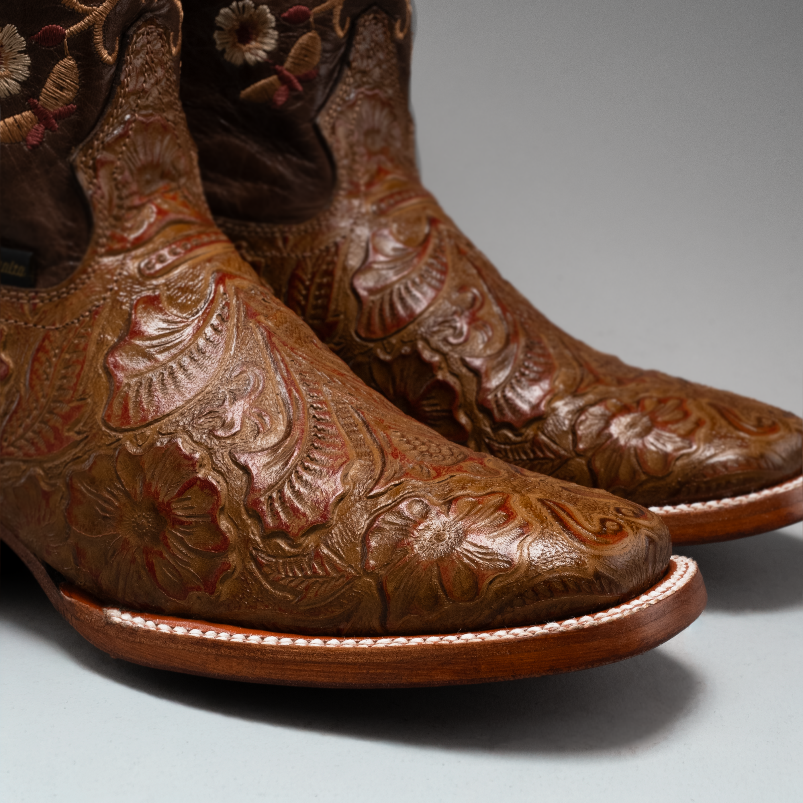 WOMEN'S 1609 CINCELADO COWBOY BOOTS SQUARE TOE WESTERN BOOTS