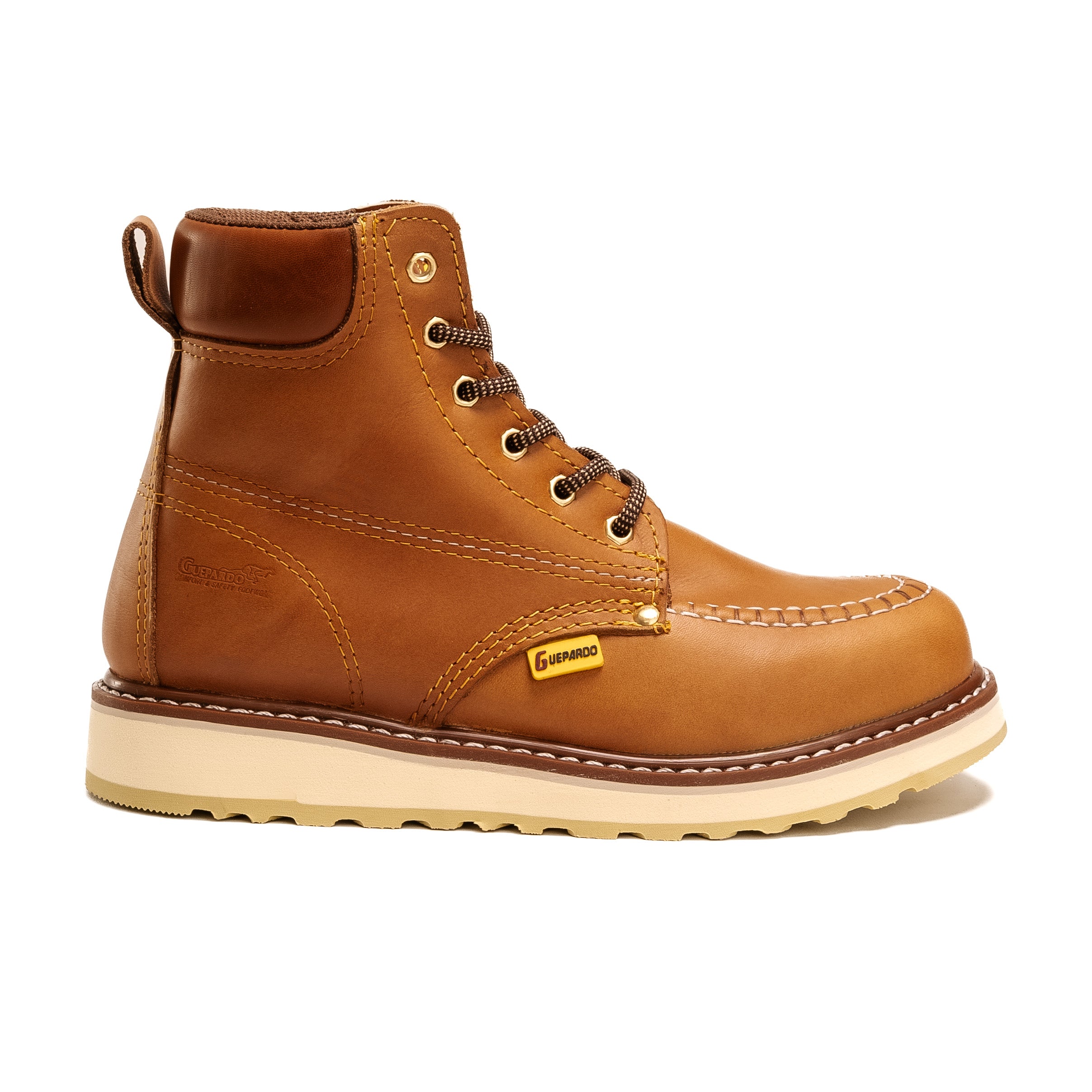 MEN'S FORCE 6" NDP-1943 HONEY MOC TOE SOFT WEDGE SOLE SOFT TOE FULL GRAIN LEATHER - 0