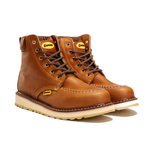 MEN'S FORCE 6" NDP-1943 HONEY MOC TOE SOFT WEDGE SOLE SOFT TOE FULL GRAIN LEATHER