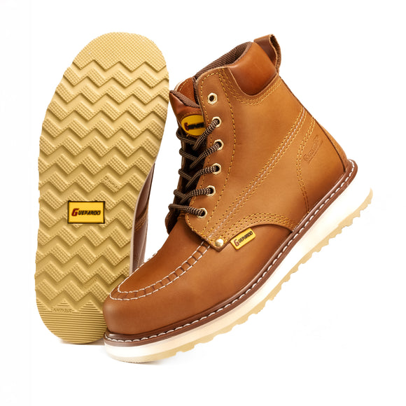 MEN'S FORCE 6" NDP-1943 HONEY MOC TOE SOFT WEDGE SOLE SOFT TOE FULL GRAIN LEATHER