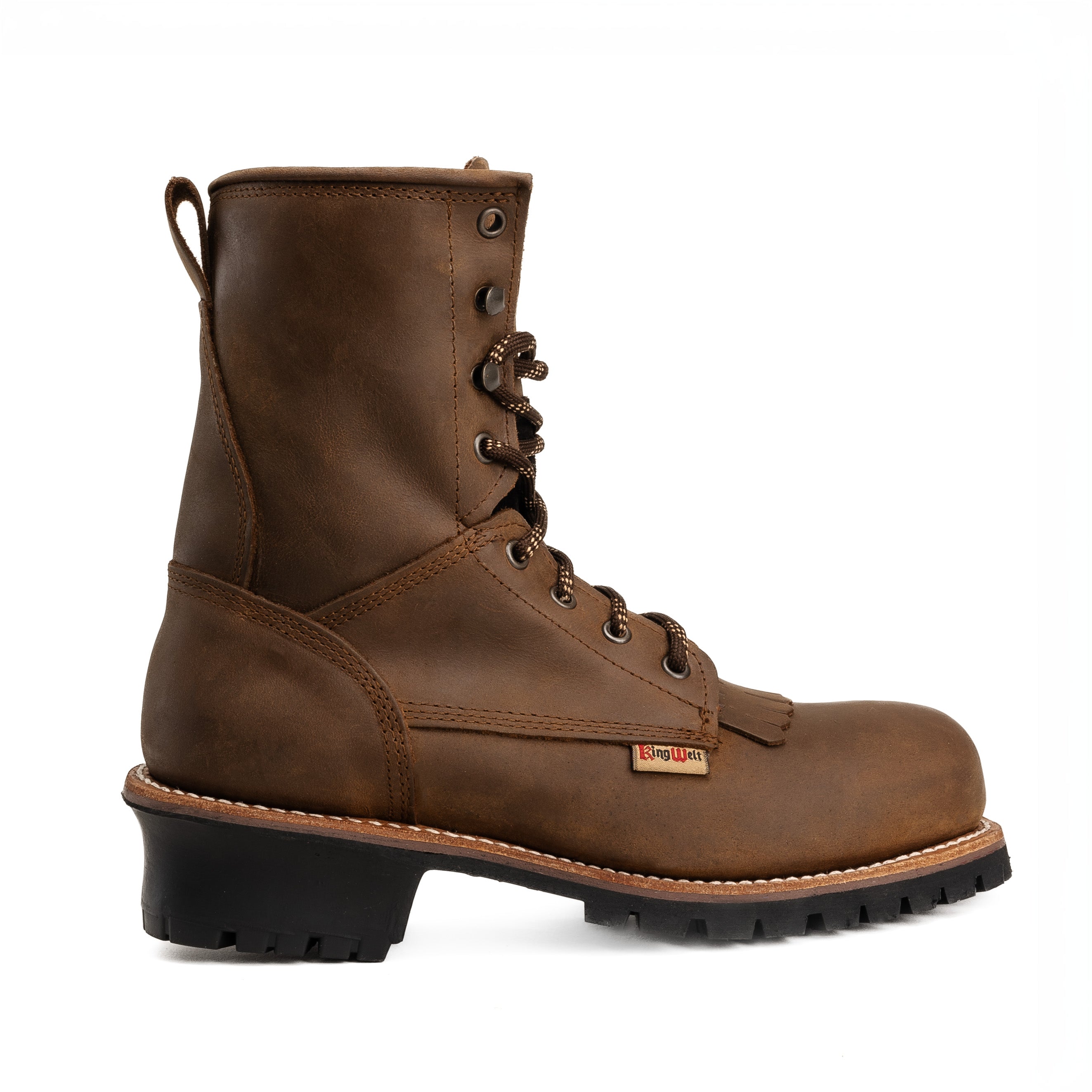 MEN'S FORCE 8" SB2040 WORK BOOT LACE UP  BROWN  FULL GRAIN LEATHER CONSTRUCTION SLIP RESISTENT TRACTOR SOLE - 0