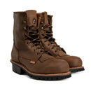 MEN'S FORCE 8" SB2040 WORK BOOT LACE UP  BROWN  FULL GRAIN LEATHER CONSTRUCTION SLIP RESISTENT TRACTOR SOLE-1