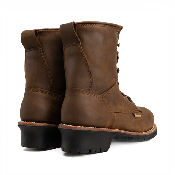 MEN'S FORCE 8" SB2040 WORK BOOT LACE UP  BROWN  FULL GRAIN LEATHER CONSTRUCTION SLIP RESISTENT TRACTOR SOLE