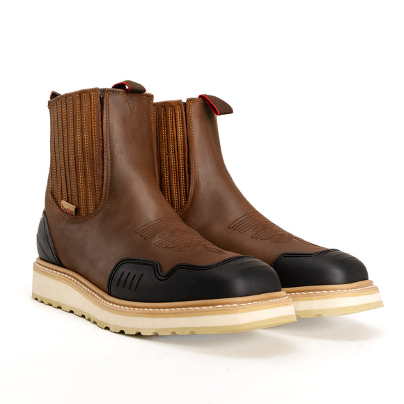 MEN'S CHELSEA FORCE KW3077 WORK BOOT DUAL DENSITY FULL GRAIN LEATHER SQUARE TOE