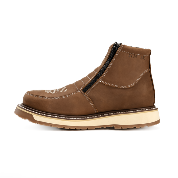 MENS FORCE 6" WORK BOOTS 335 ZIPPER DOUBLE DENSITY SOLE MEDALLION LATON