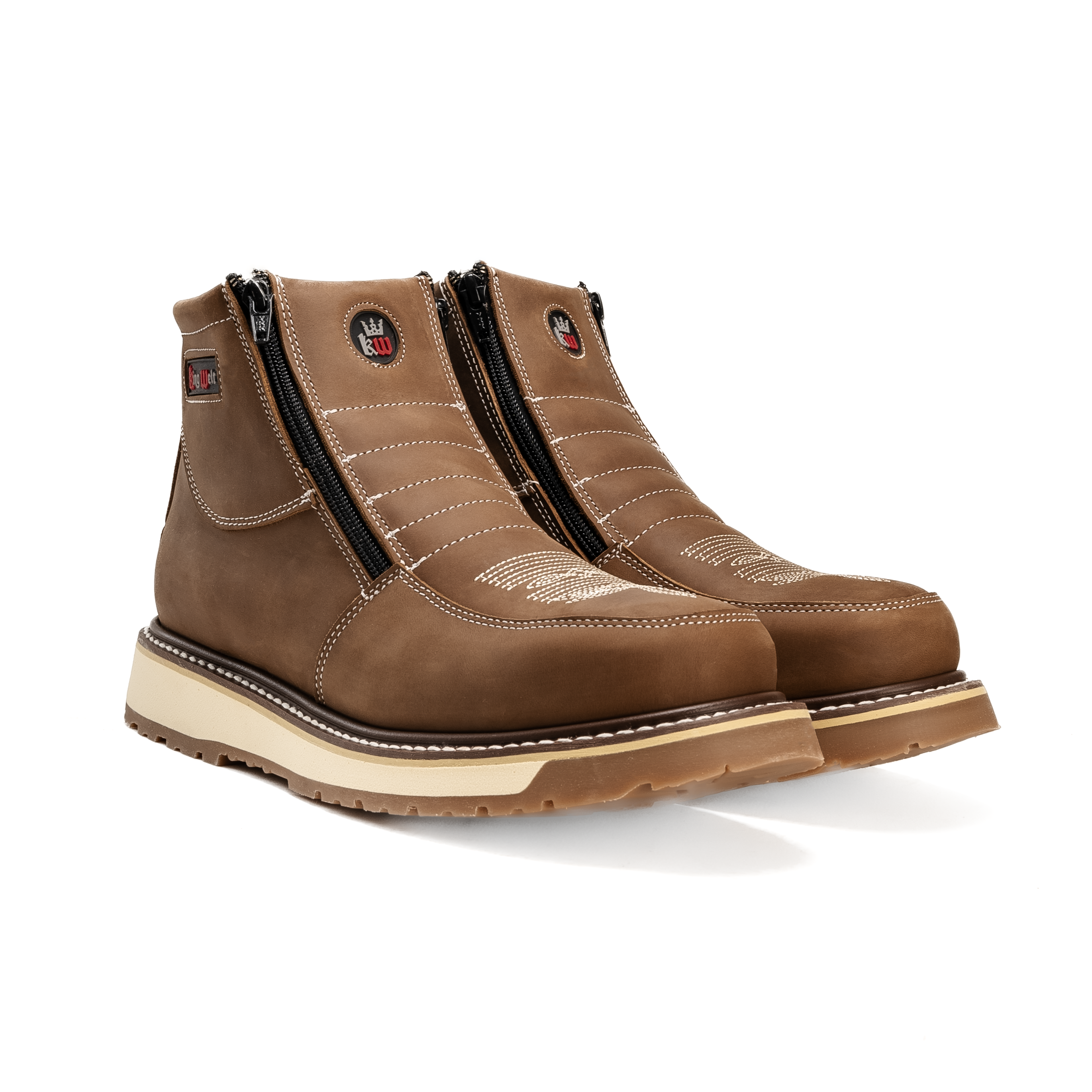 MENS FORCE 6" WORK BOOTS 335 ZIPPER DOUBLE DENSITY SOLE MEDALLION LATON