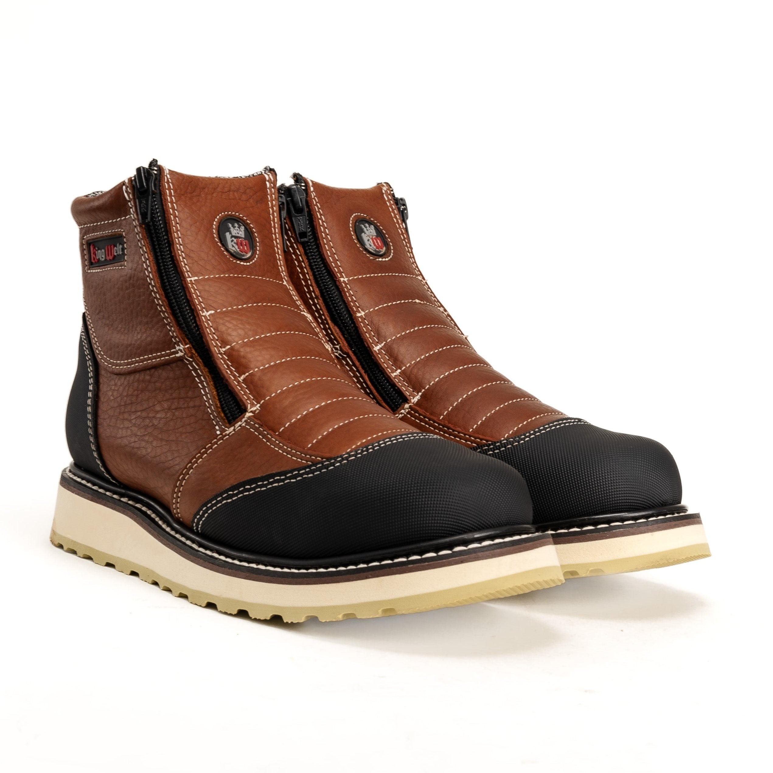 KW 337 HONEY/BLACK Ultra Flex 6" Zipper Double Density Sole, Construction Welt, Antifatigue Insole, Full Grain Leather and Water Resistance Work Shoes