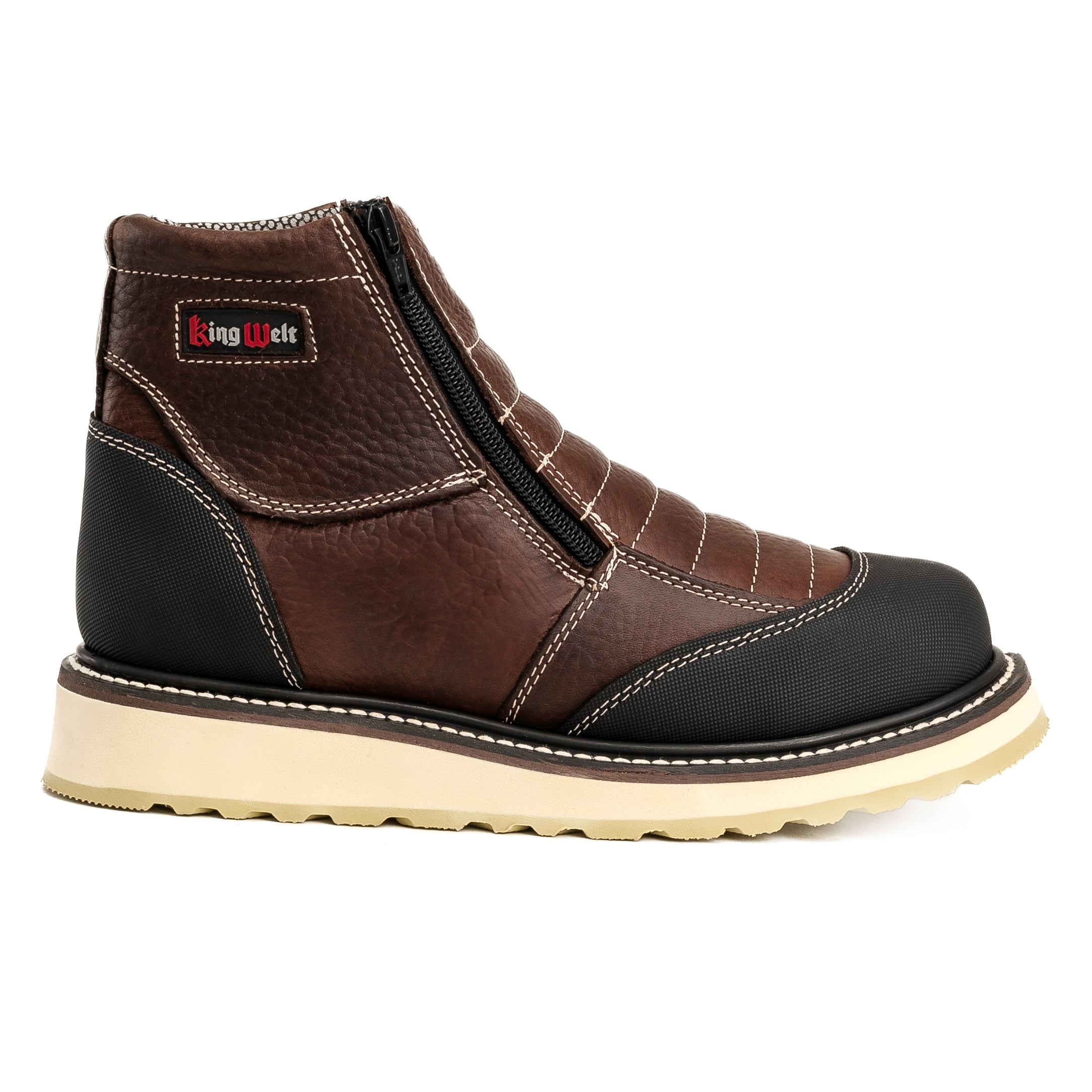 KW 337 BROWN /BLACK Ultra Flex 6" Zipper Double Density Sole, Construction Welt, Antifatigue Insole, Full Grain Leather and Water Resistance Work Shoes - 0