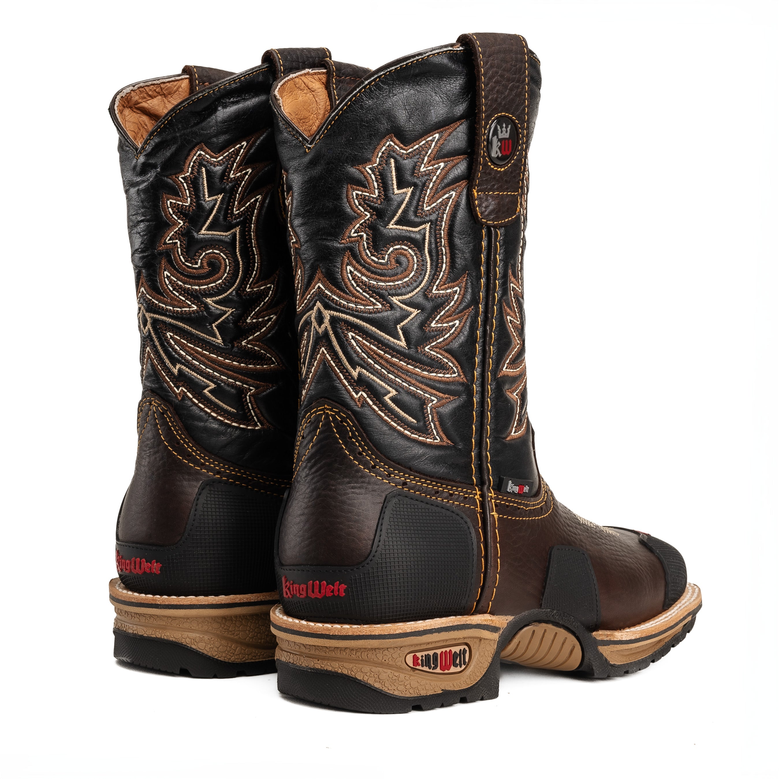 MEN'S 4X4 KW4020 BROWN RODEO WESTERN WORK BOOTS– SQUARE TOE, MASTERGUARD PROTECTION - 0