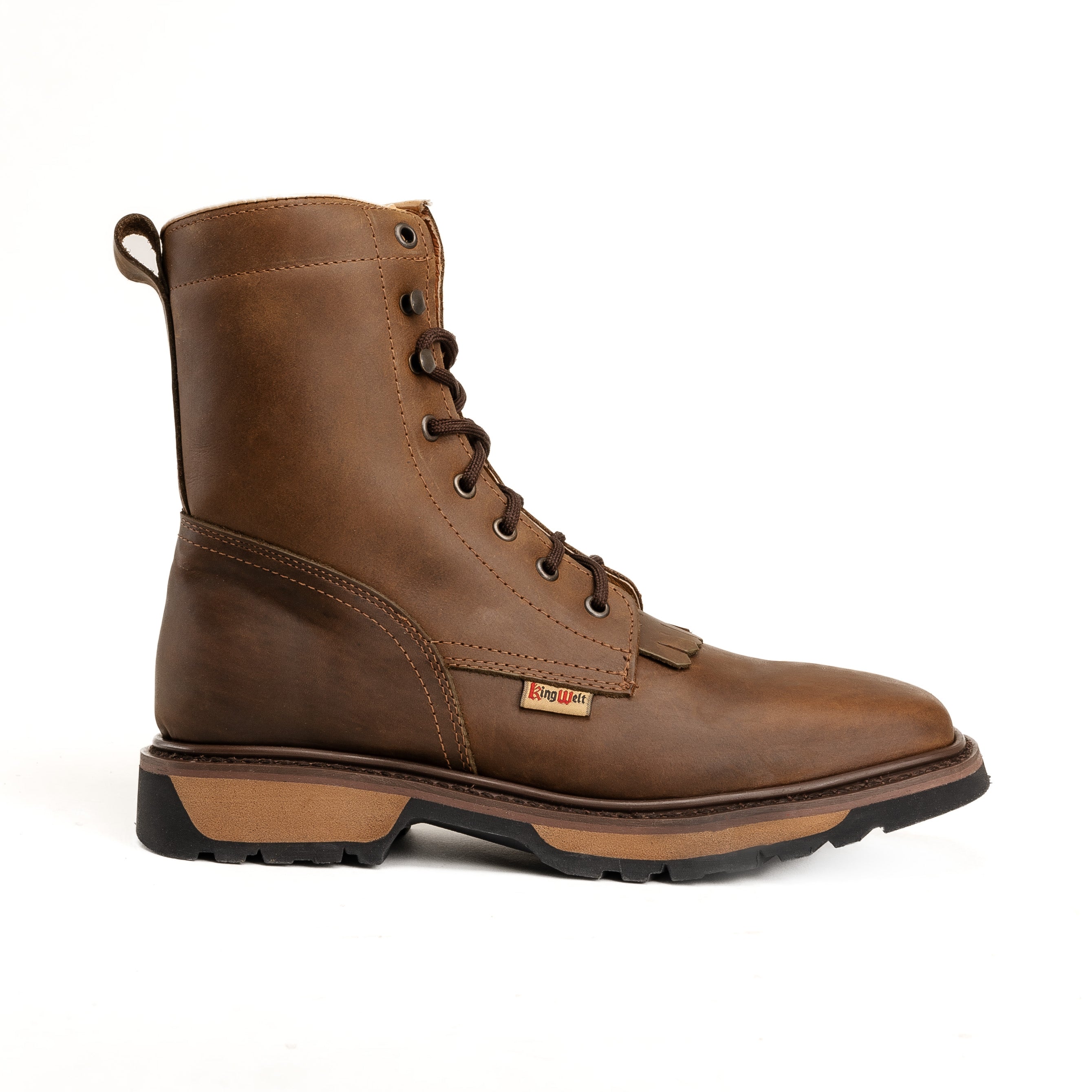 KW 5050 BROWN 8" Work Boot Double Density Sole, Oil and Slip Resistance Lace Up Work Boot Full Grain Leather Antifatigue Insole