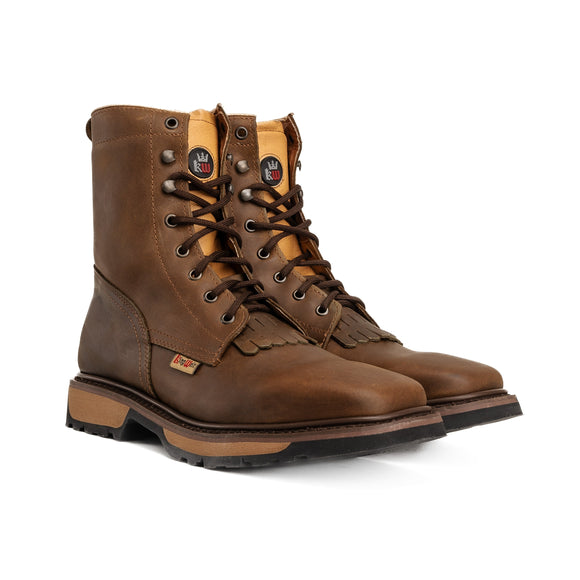 MEN'S FORCE 8" KW 5050 BROWN DOUBLE DENSITY SOLE, LACE UP FULL GRAIN LEATHER