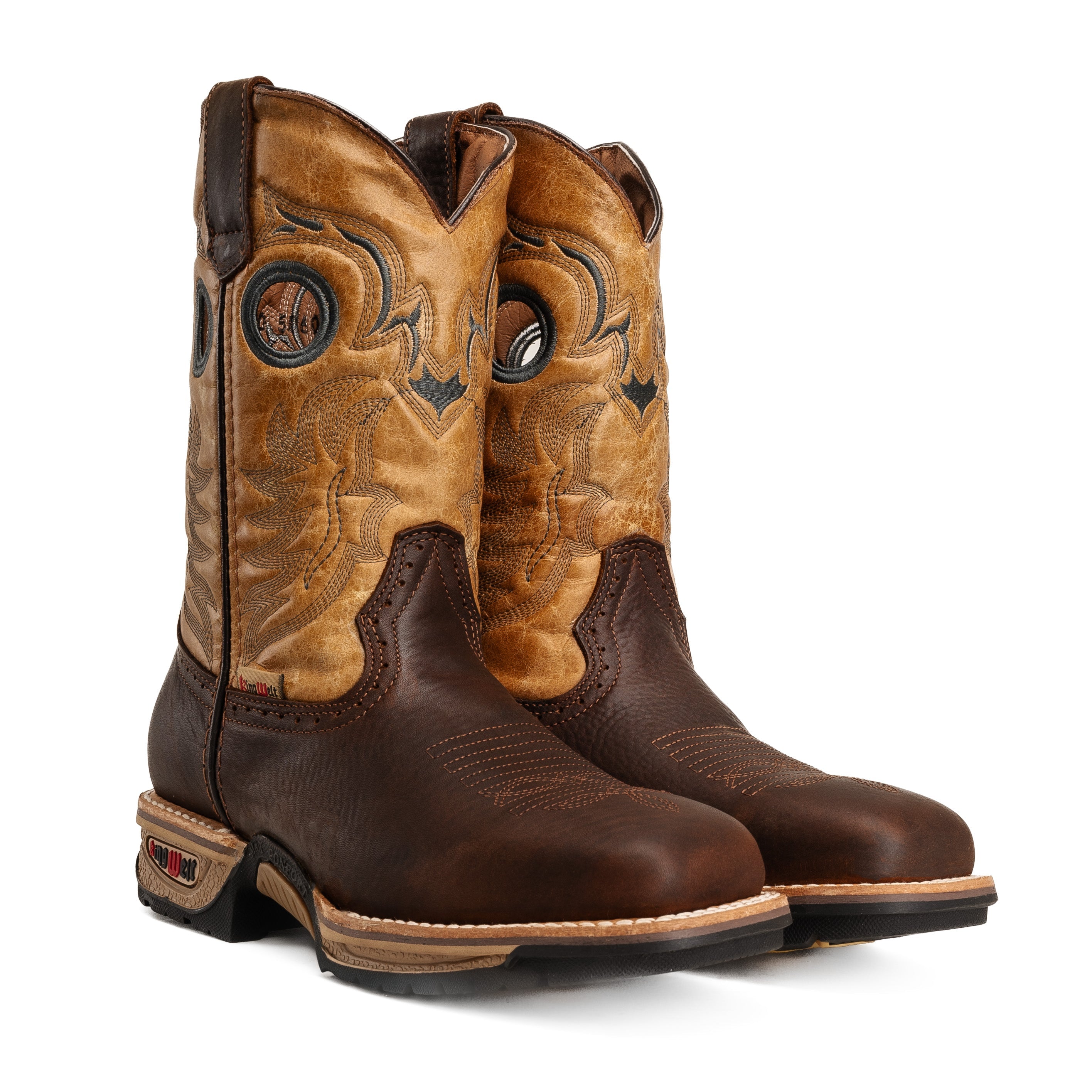 MEN'S WESTERN WORK BOOTS KW5060 SQUARE TOE SOFT TOE BROWN