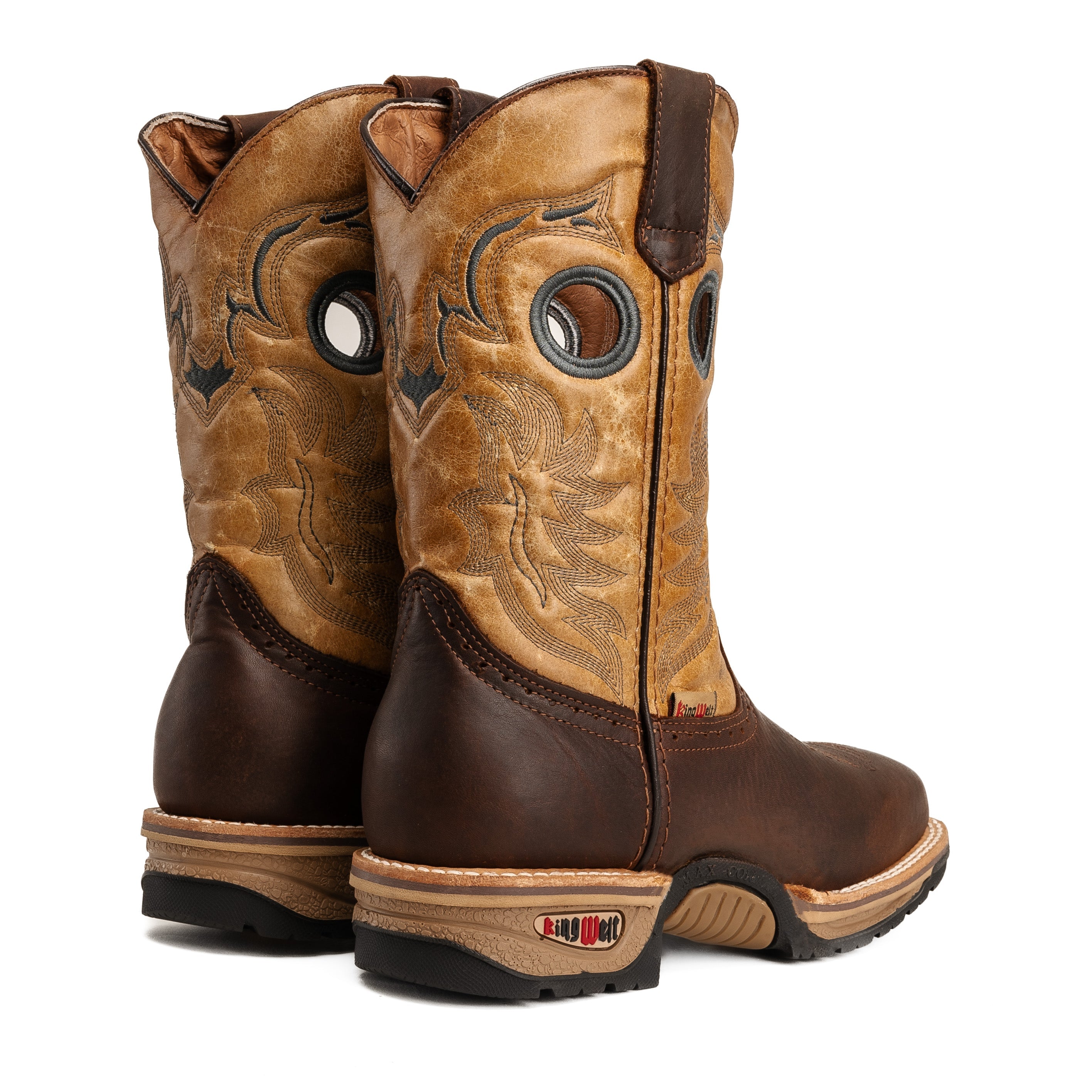 MEN'S WESTERN WORK BOOTS KW5060 SQUARE TOE SOFT TOE BROWN
