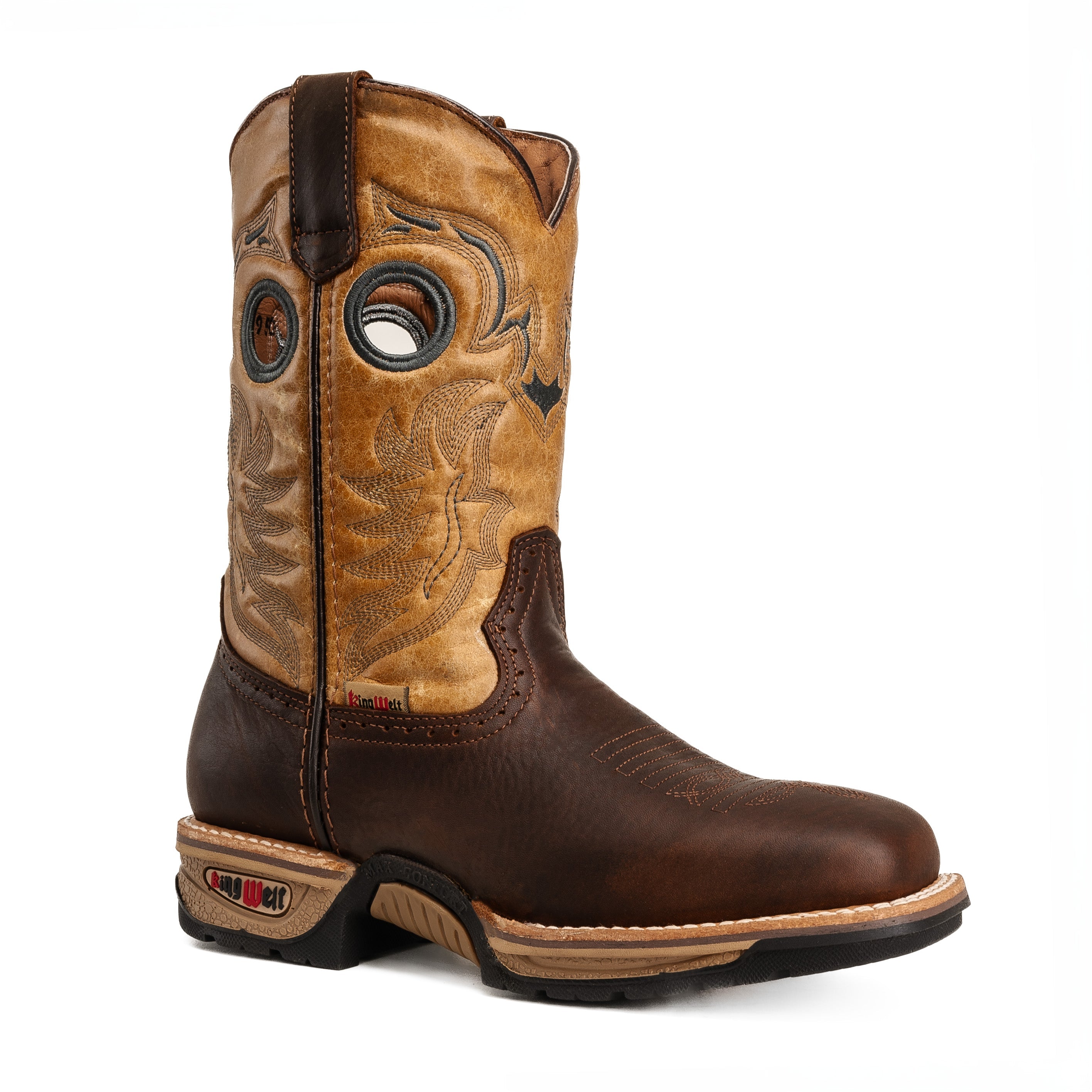 MEN'S WESTERN WORK BOOTS KW5060 SQUARE TOE SOFT TOE BROWN