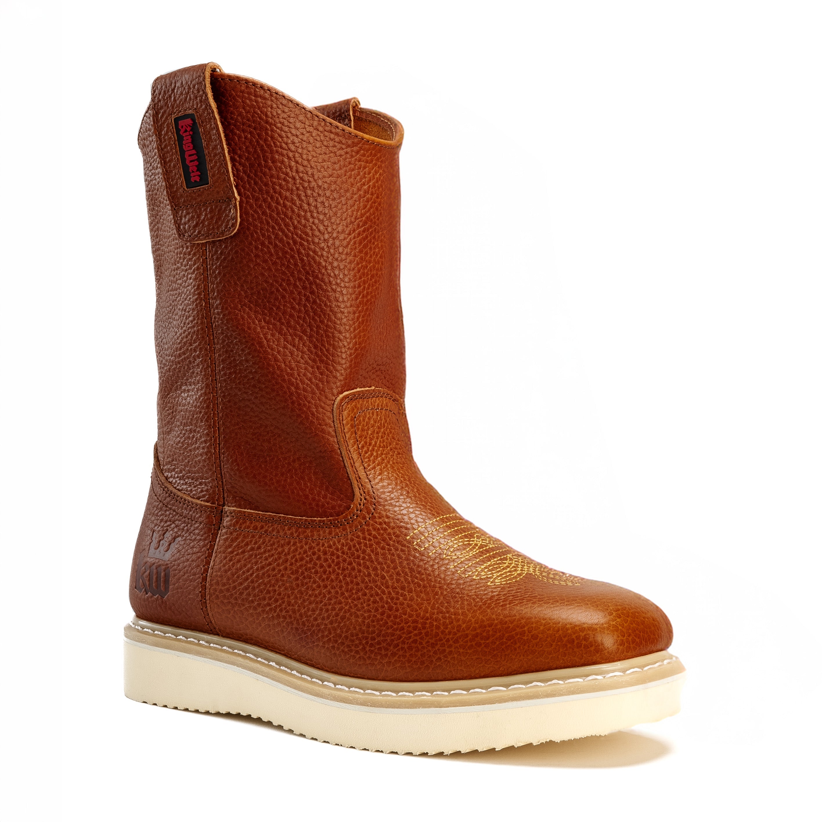 MEN'S WORK BOOTS KW5070 SHEDRON WELLINGTON BOOTS, SQUARE TOE PULL ON FULL GRAIN LEATHER - 0