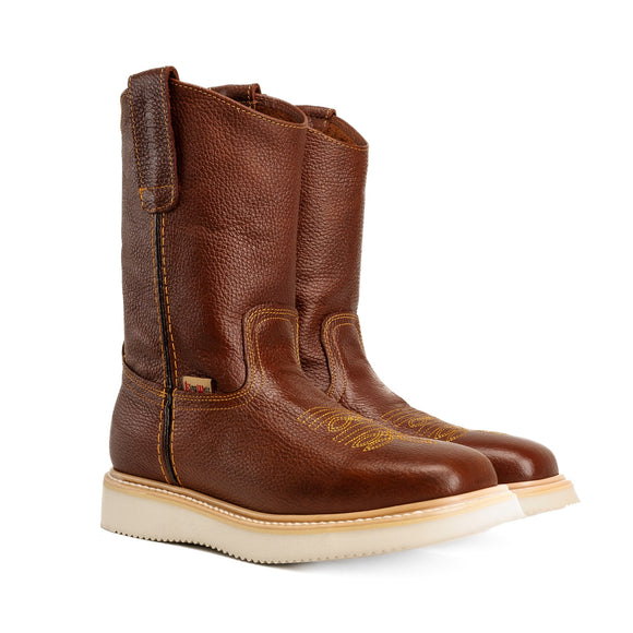 MEN'S MAD FORCE KW5070 SHEDRON SQUARE TOE WELLINGTON BOOTS PULL ON FULL GRAIN LEATHER