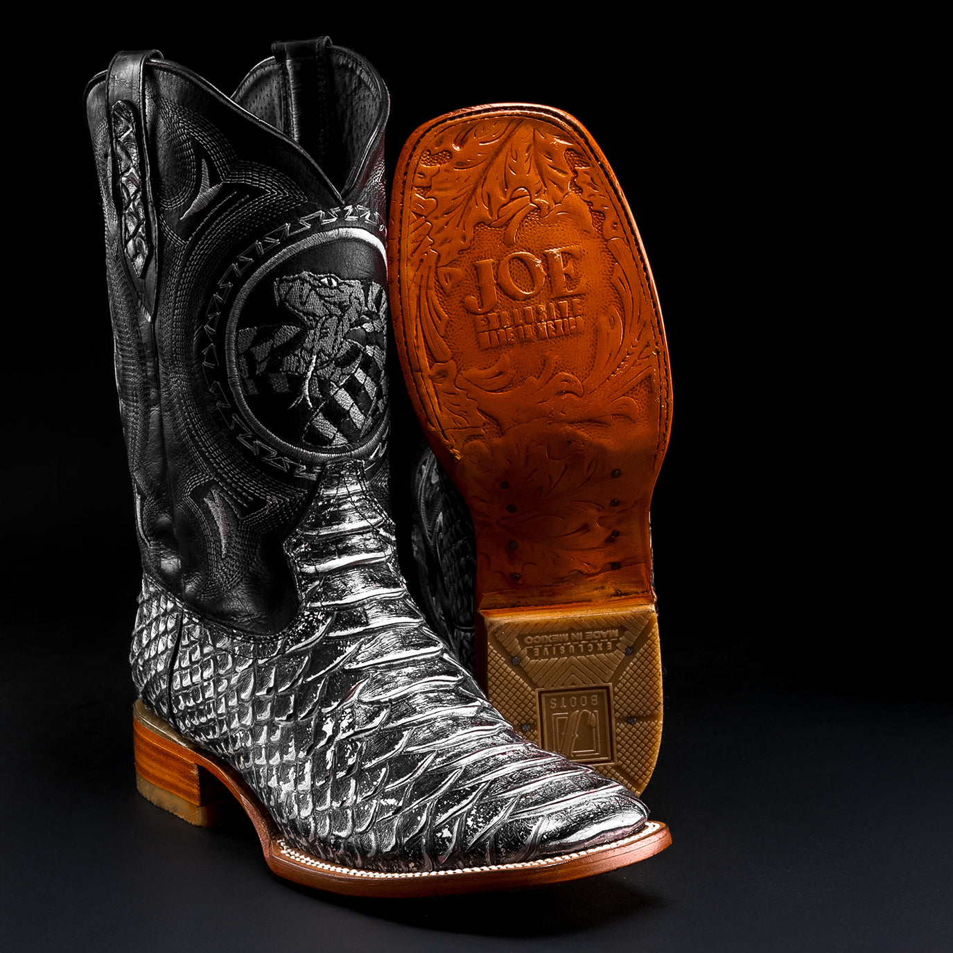 MEN'S RODEO WESTERN BOOTS VIPER PYTHON SQUARE TOE COWBOY BOOT - 0
