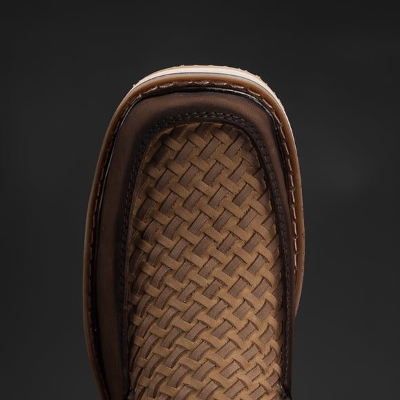 CF16 MEN'S SQUARE TOE COWBOY BOOTS BROWN PETATILLO LEATHER WITH DOBBLE ZIPPER