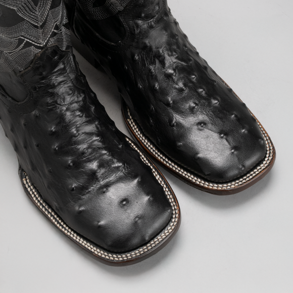 BD701 MEN'S WESTERN BOOTS OSTRICH PRINT LEATHER SQUARE TOE COWBOY BOOTS BUTTERCUP COLOR