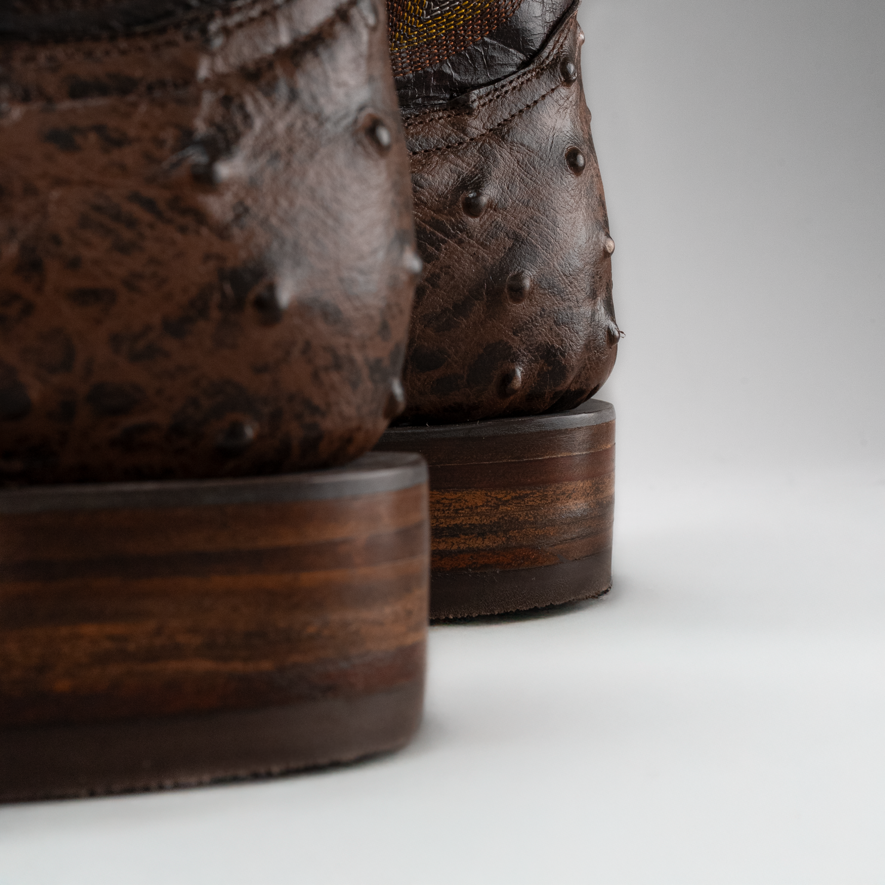 BD701 MEN'S WESTERN BOOTS OSTRICH PRINT LEATHER SQUARE TOE COWBOY BOOTS BUTTERCUP COLOR