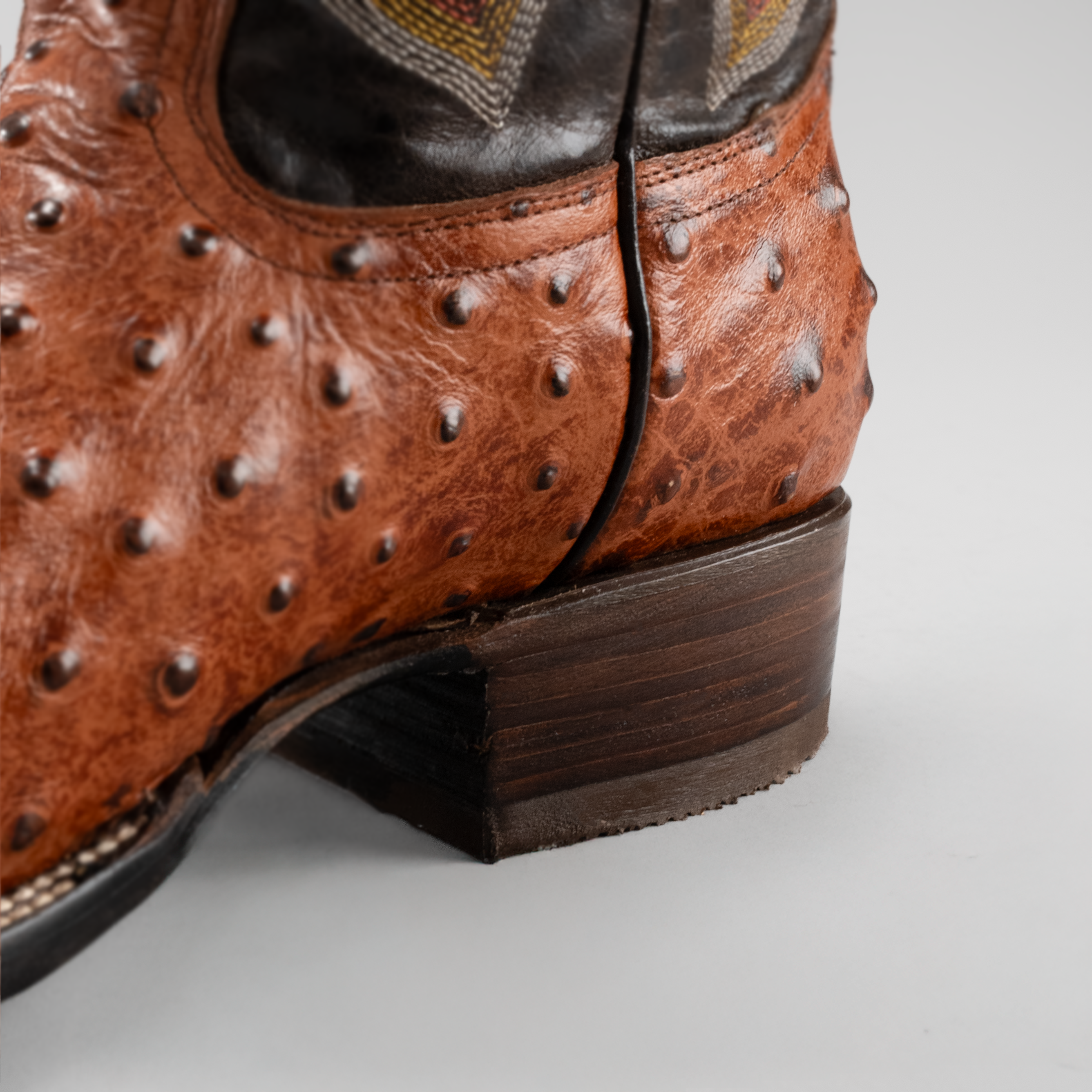 BD701 MEN'S WESTERN BOOTS OSTRICH PRINT LEATHER SQUARE TOE COWBOY BOOTS BUTTERCUP COLOR