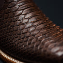 PYTHON PRINT BROWN MEN'S SHORT ANKLE RODEO SQUARE TOE BOOTS-2