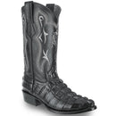 904 BLACK MEN'S WESTERN BOOTS PRINT LEATHER J TOE CAYMAN COWBOY BOOTS-4