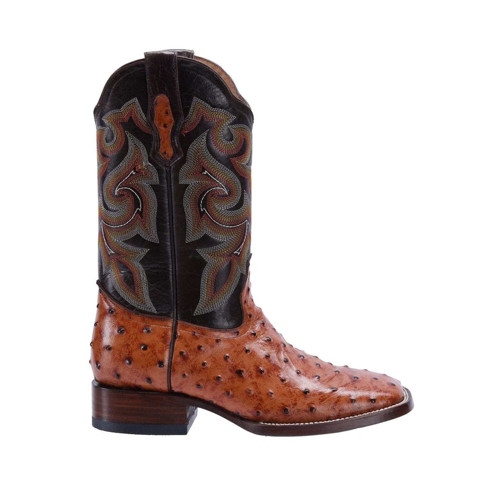 BD701 CONAC Ostrich Print Leather Men's Western Cowboy Boots: Square Toe Boot, Leather Sole Rodeo Boots