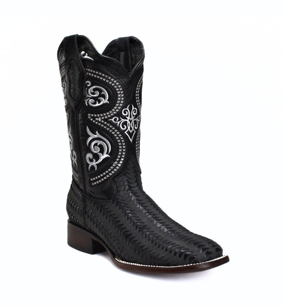MEN'S JB816 BLACK WESTERN BOOTS: SQUARE TOE COWBOY & RODEO BOOTS WITH BUNDLE BELT