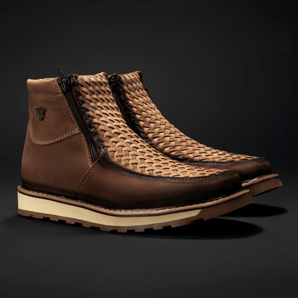 Buy sand CF16 MEN&#39;S SQUARE TOE COWBOY BOOTS BROWN PETATILLO LEATHER WITH DOBBLE ZIPPER