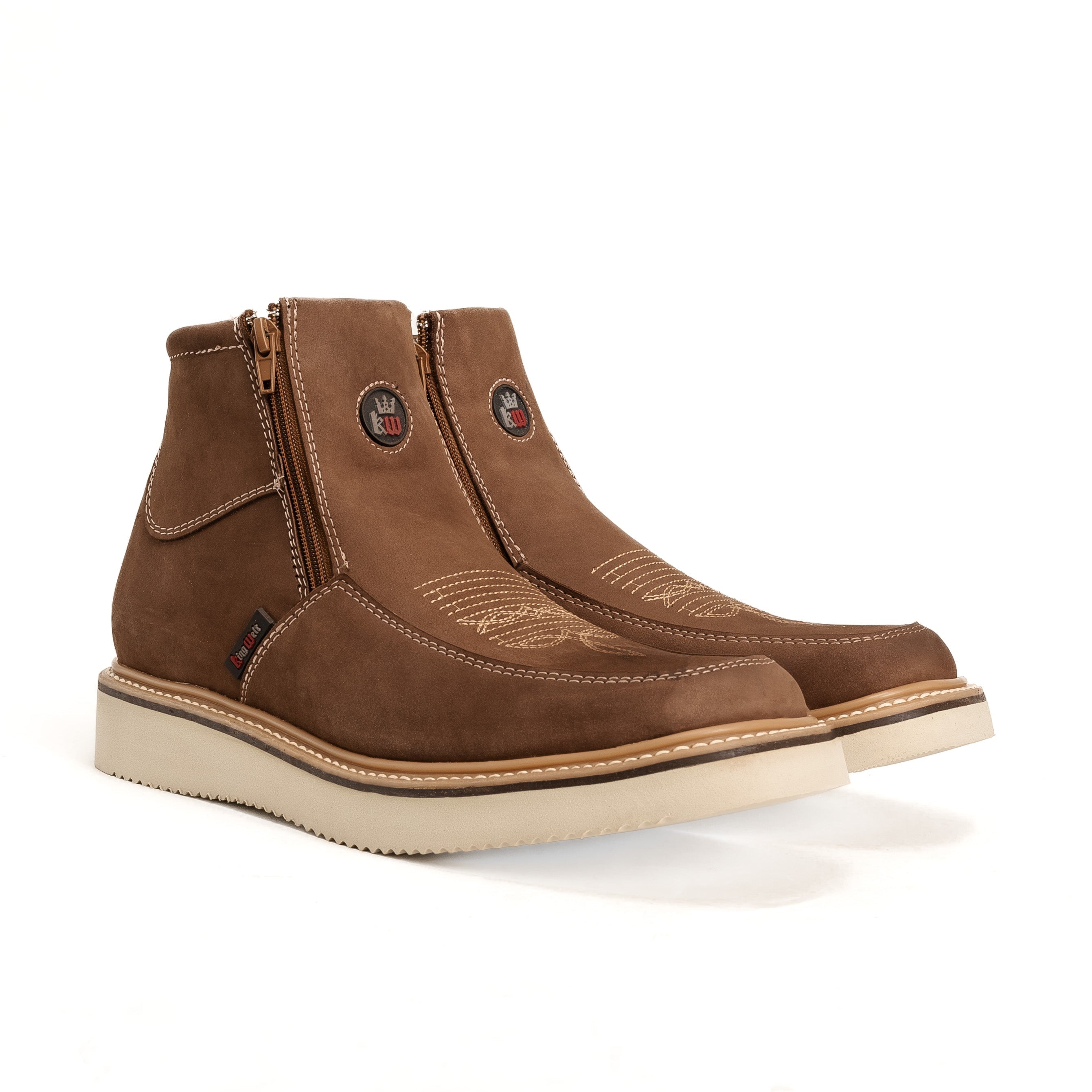 MEN'S COUNTRY FLEX 6" SAND WORK BOOTS – DOUBLE ZIPPER, SOFT TOE, LEATHER WEDGE SOLE |