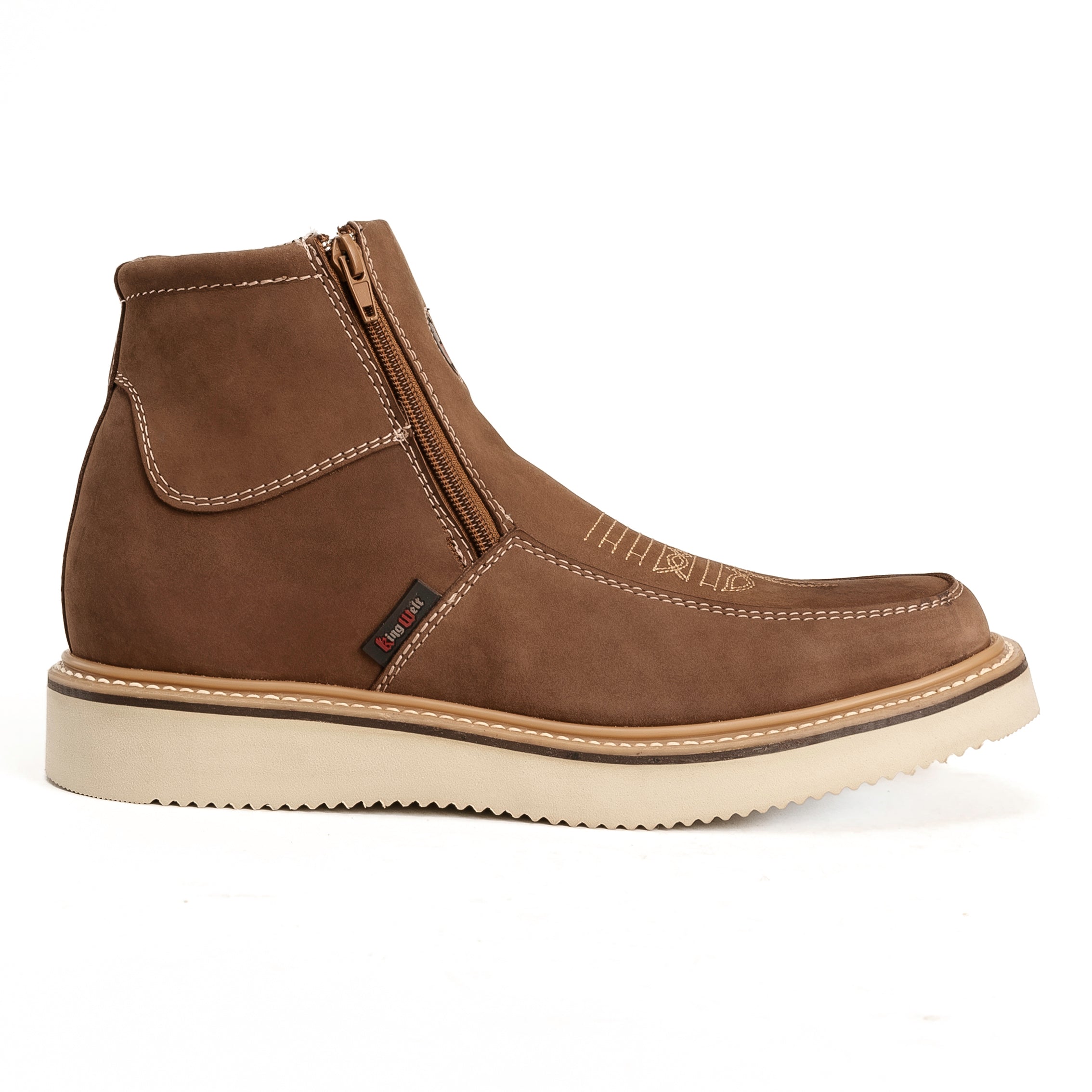 MEN'S COUNTRY FLEX 6" SAND WORK BOOTS – DOUBLE ZIPPER, SOFT TOE, LEATHER WEDGE SOLE |