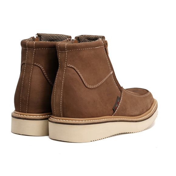 MEN'S COUNTRY FLEX 6" SAND WORK BOOTS – DOUBLE ZIPPER, SOFT TOE, LEATHER WEDGE SOLE | - 0