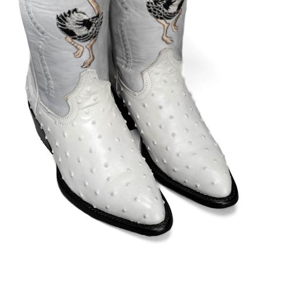 Combo Botas 901 Punta J Imitacion Avestruz Hueso