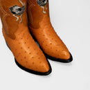 Combo Botas 901 Punta J Imitacion Avestruz Mantequilla