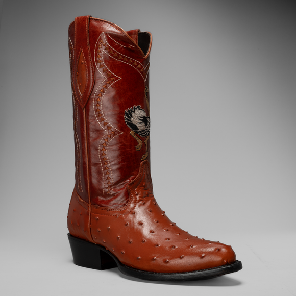 901 MEN'S SHEDRON OSTRICH J TOE EMBROIDERED PULL ON COWBOY BOOT - 0