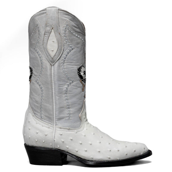 Combo Botas 901 Punta J Imitacion Avestruz Hueso
