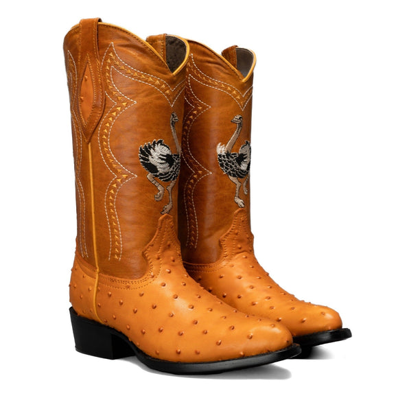 Combo Botas 901 Punta J Imitacion Avestruz Mantequilla