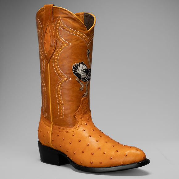 901 MEN'S BUTTERCUP OSTRICH J TOE EMBROIDERED PULL ON COWBOY BOOT - 0