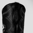 901 Bota Vaquera Punta J Imitacion Avestruz Negro