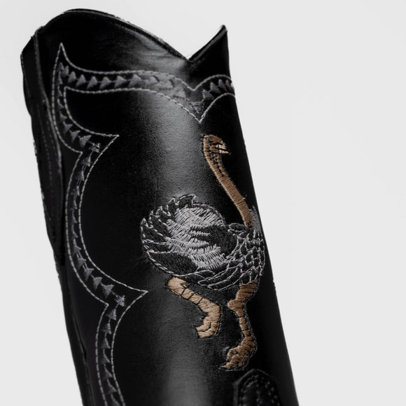 Combo Botas 901 Punta J Imitacion Avestruz Negro