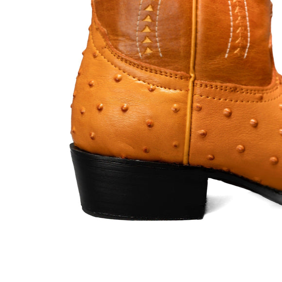 Combo Botas 901 Punta J Imitacion Avestruz Mantequilla