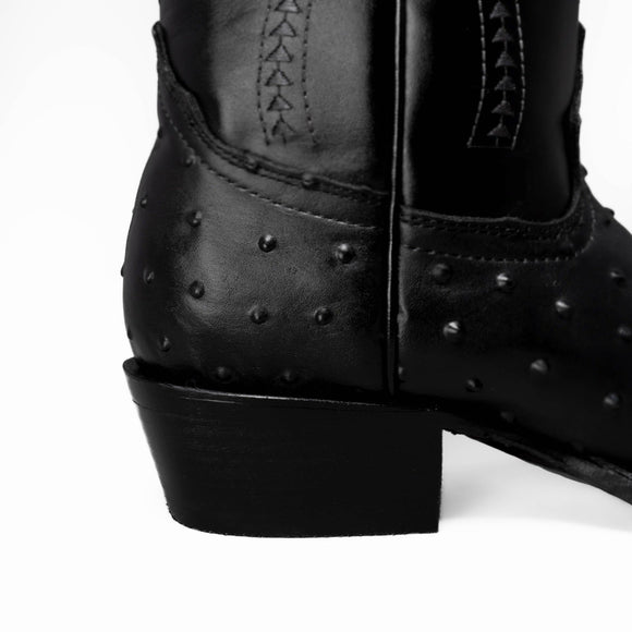 Combo Botas 901 Punta J Imitacion Avestruz Negro